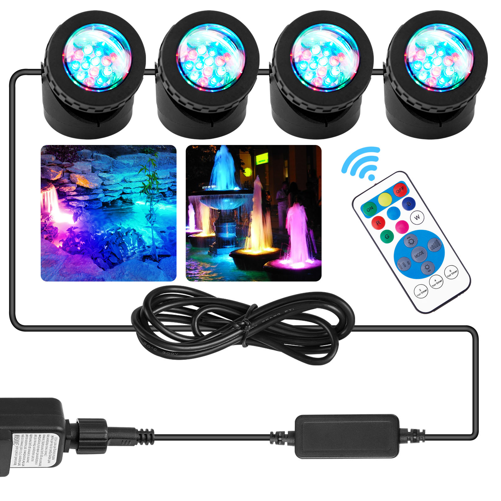 RGB Submersible 1/2/3/4 LED Lights Waterproof IP68 Underwater Fountain Pond Spot Light Dimmable Swimming Pool Landscape Lamp
