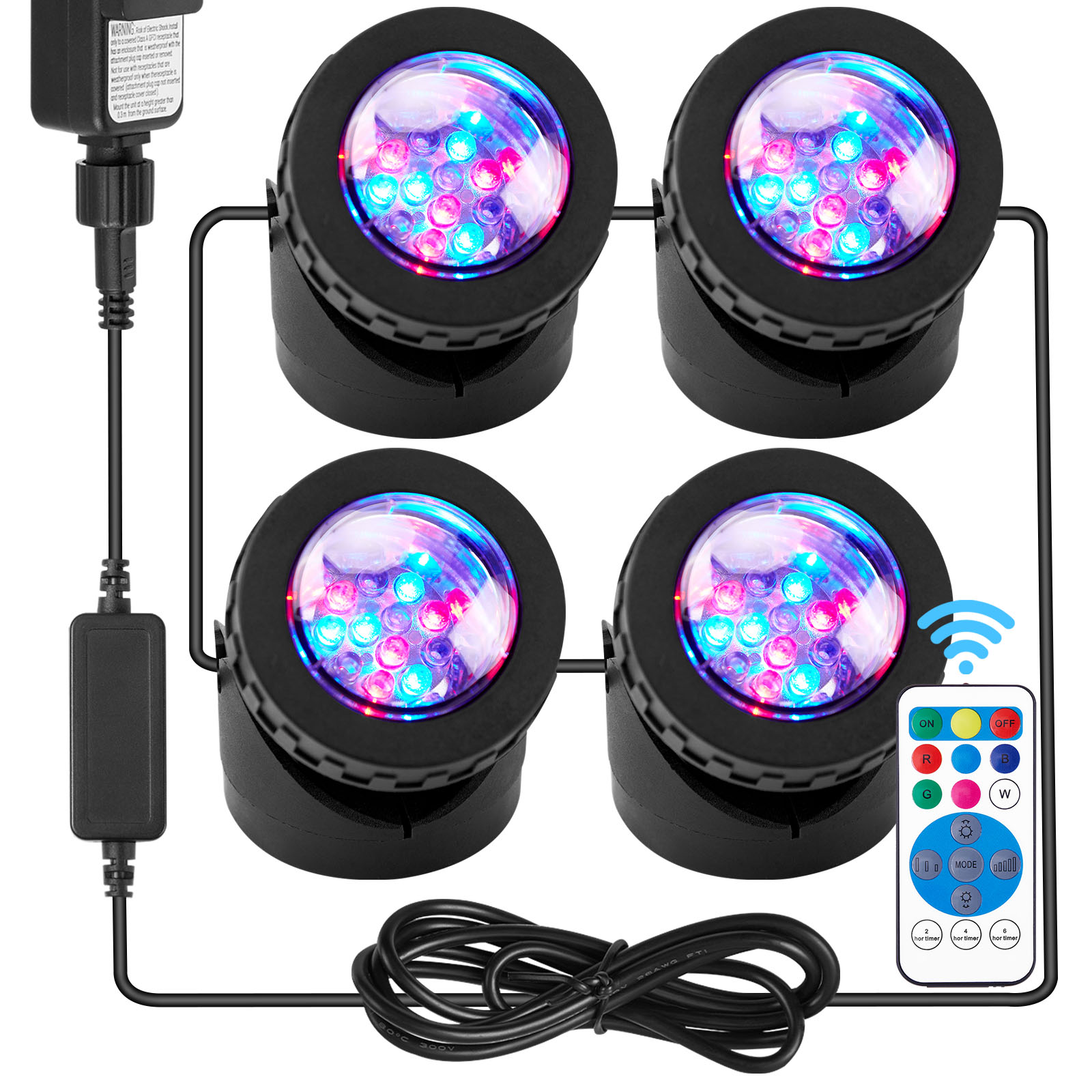 RGB Submersible 1/2/3/4 LED Lights Waterproof IP68 Underwater Fountain Pond Spot Light Dimmable Swimming Pool Landscape Lamp