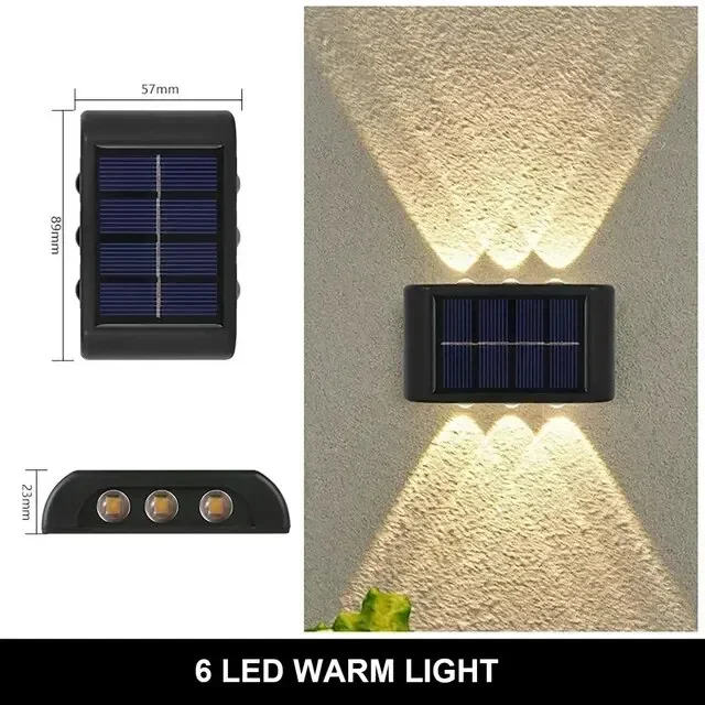 Solar LED Light Outdoor Waterproof Wall Lamp Dusk to Dawn Fence Lighting for Summer Garden Yard Porch Walkway Camping Home Decor