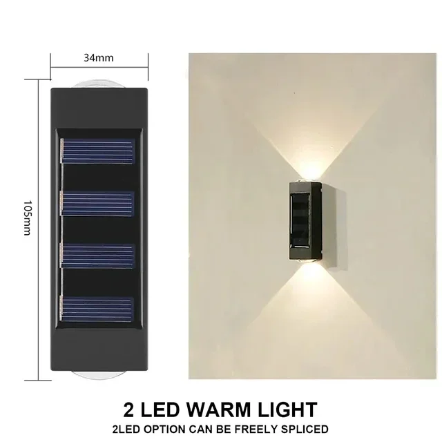 Solar LED Light Outdoor Waterproof Wall Lamp Dusk to Dawn Fence Lighting for Summer Garden Yard Porch Walkway Camping Home Decor
