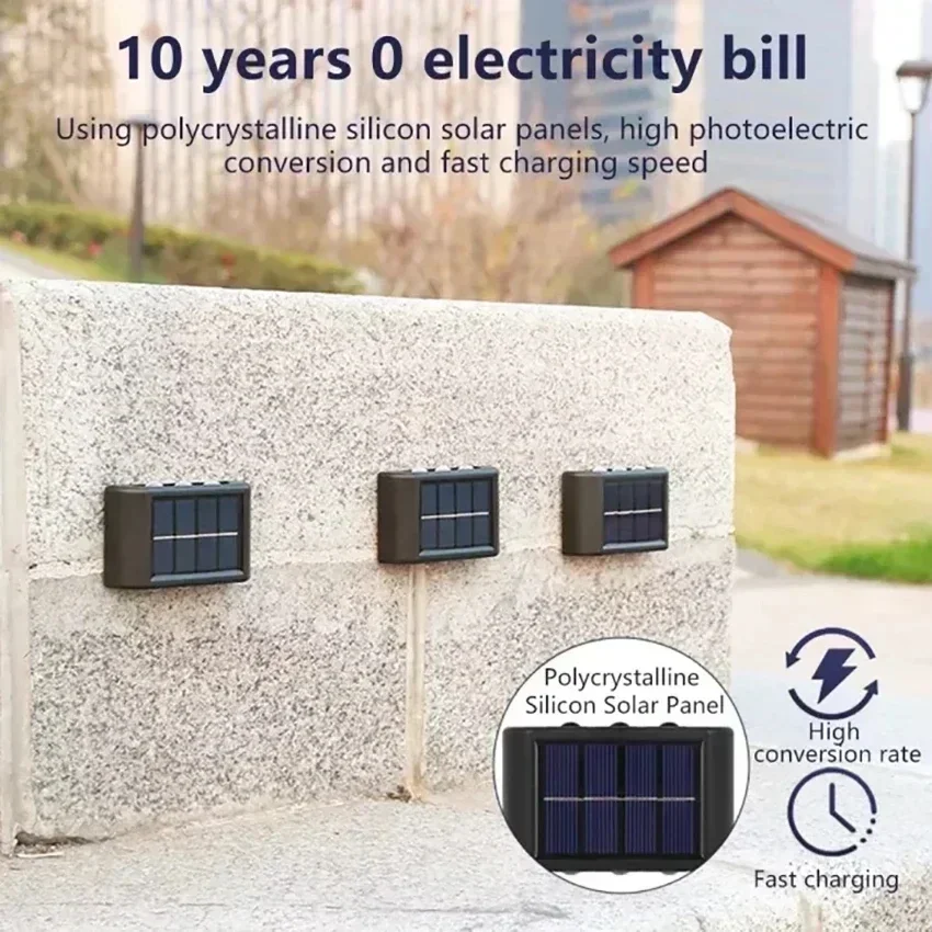 Solar LED Light Outdoor Waterproof Wall Lamp Dusk to Dawn Fence Lighting for Summer Garden Yard Porch Walkway Camping Home Decor