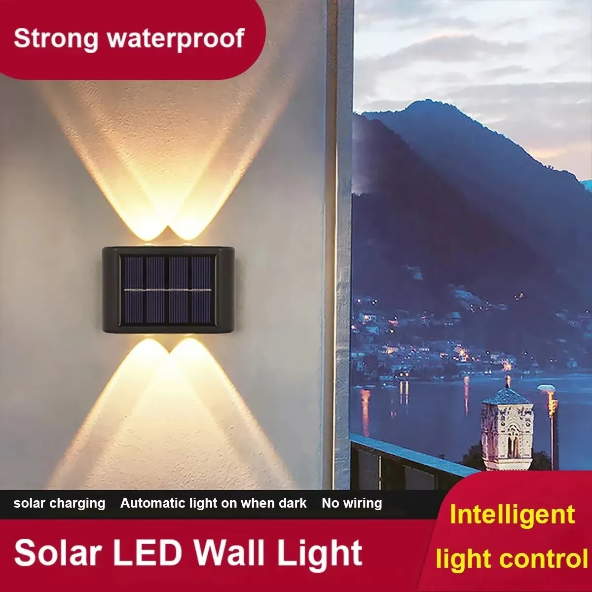 Solar LED Light Outdoor Waterproof Wall Lamp Dusk to Dawn Fence Lighting for Summer Garden Yard Porch Walkway Camping Home Decor