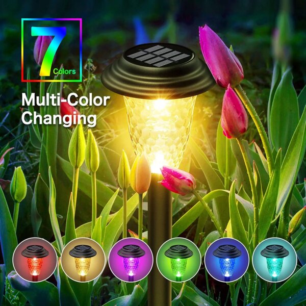 Solar Pathway Lights Outdoor Solar Yard Lamp RGB Color Changing/Warm White IP67 Waterproof LED Solar Lights for Garden Path - Image 5