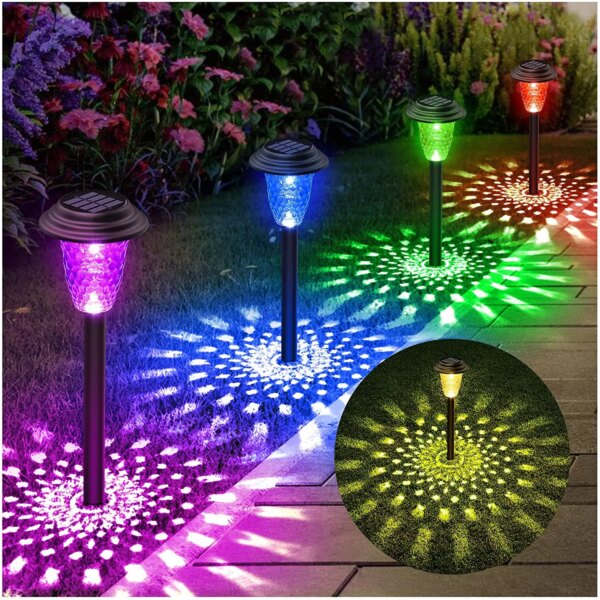 Solar Pathway Lights Outdoor Solar Yard Lamp RGB Color Changing/Warm White IP67 Waterproof LED Solar Lights for Garden Path - Image 6