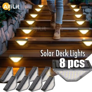AlliLit LED Step Lamp Stair Light Outdoor Waterproof Solar powered Decor Lighting Garden Decoration Step Deck Path Fence 1~8pcs