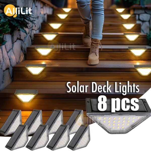 AlliLit LED Step Lamp Stair Light Outdoor Waterproof Solar powered Decor Lighting Garden Decoration Step Deck Path Fence 1~8pcs