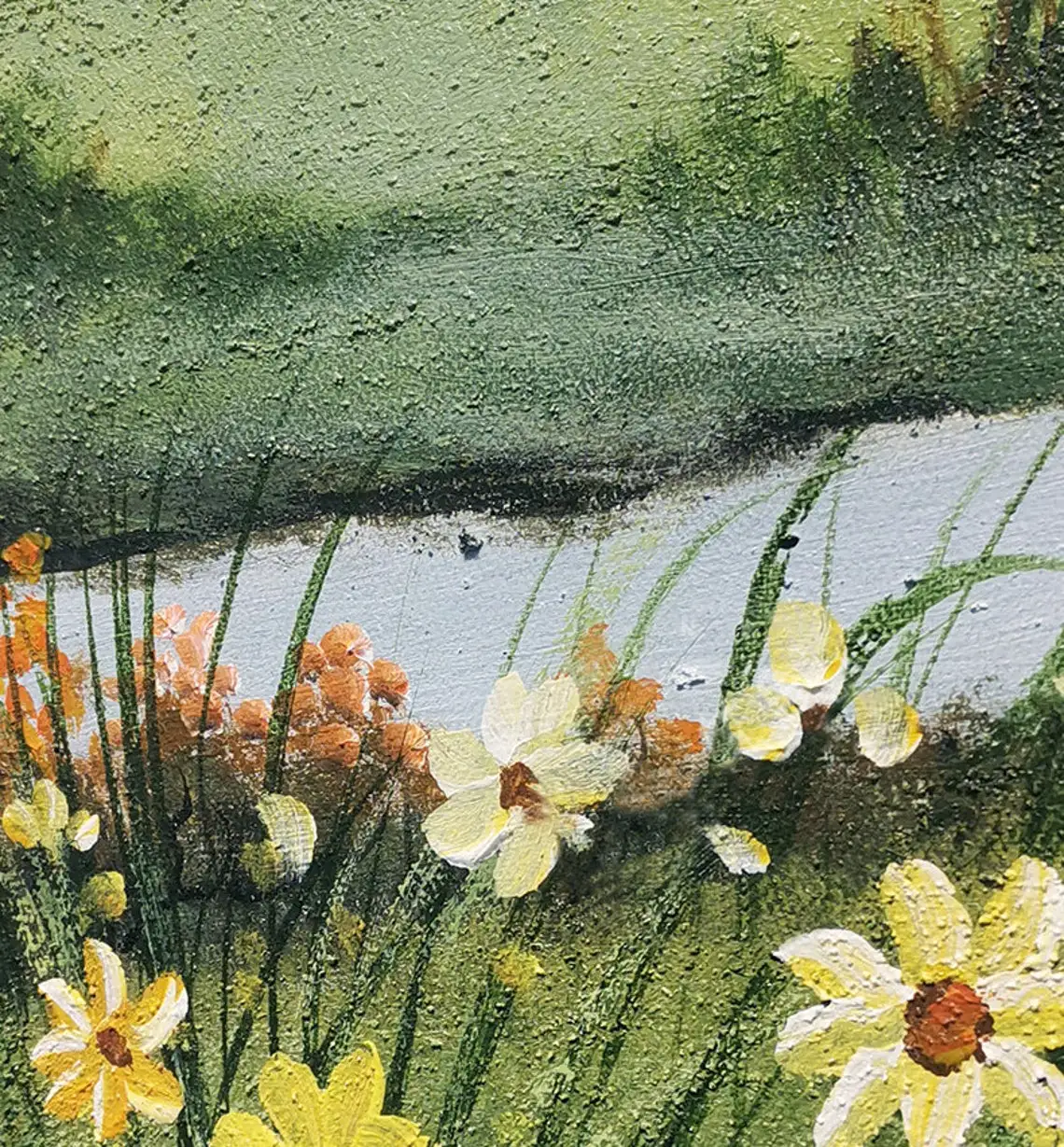 Abstract Mountain Oil Painting on Canvas Green Landscape Acrylic Painting Custom Gift Art Large Wall Art Living Room Home Decor