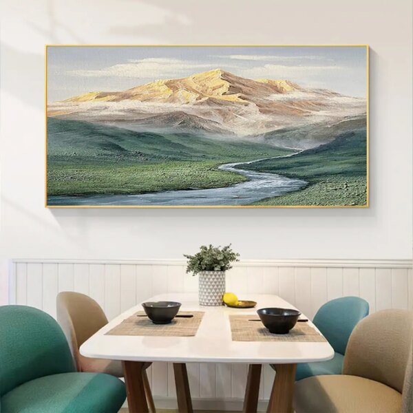Abstract Mountain Oil Painting on Canvas Green Landscape Acrylic Painting Custom Gift Art Large Wall Art Living Room Home Decor - Image 6