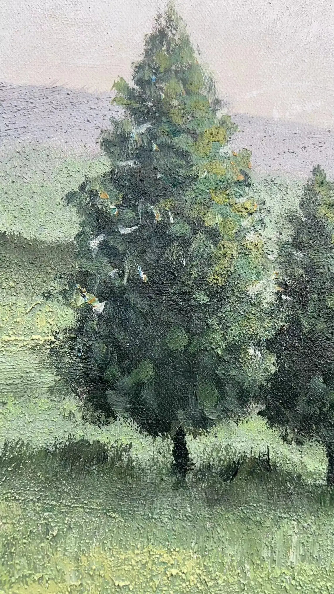 Abstract Mountain Oil Painting on Canvas Green Landscape Acrylic Painting Custom Gift Art Large Wall Art Living Room Home Decor