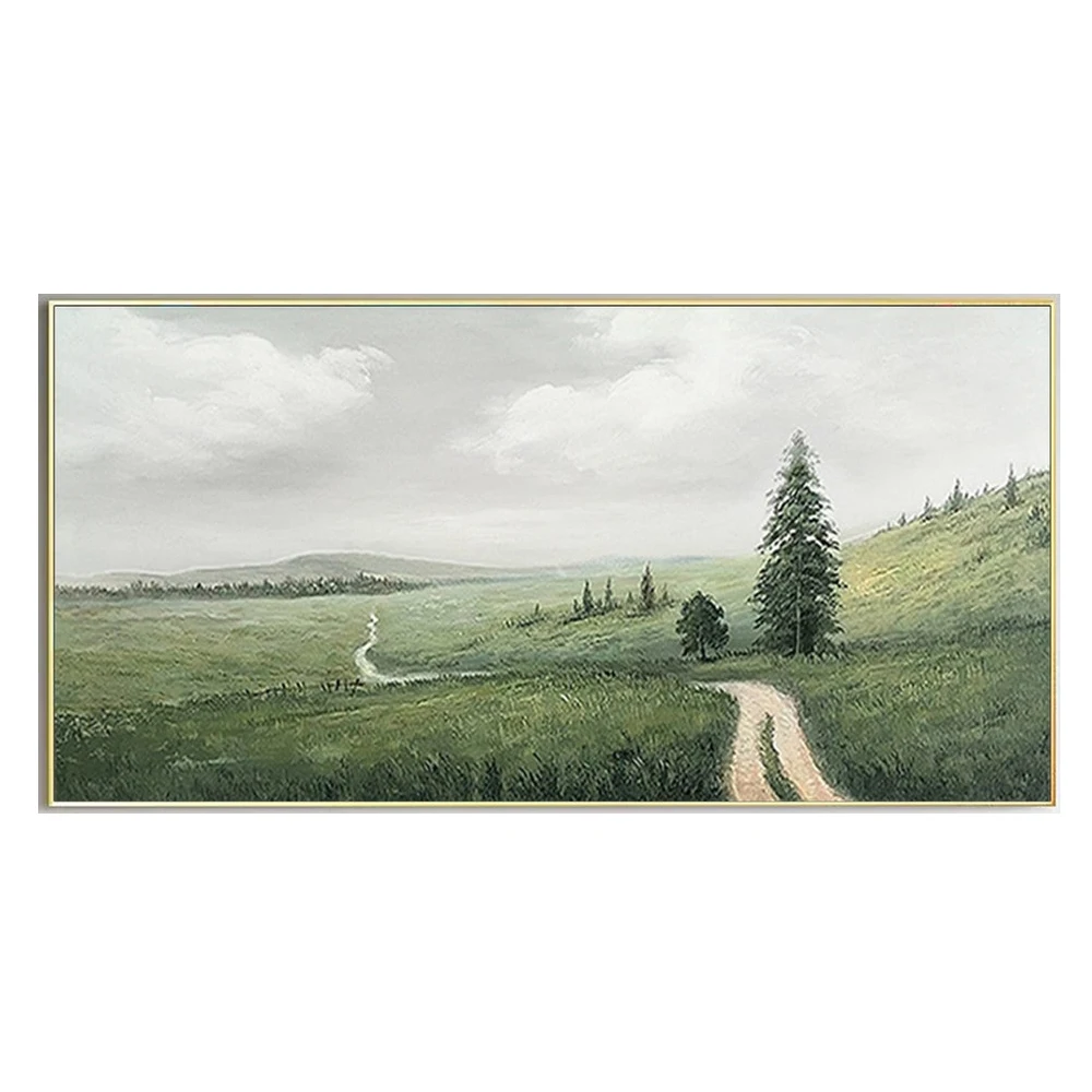 Abstract Mountain Oil Painting on Canvas Green Landscape Acrylic Painting Custom Gift Art Large Wall Art Living Room Home Decor