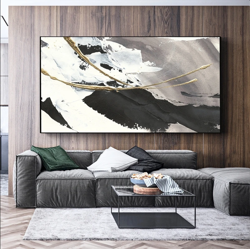 Canvas Thick Pigment Modern Painting Black and White Canvas Acrylic 100% Hand-painted Simple Abstract Oil Painting Modern Art