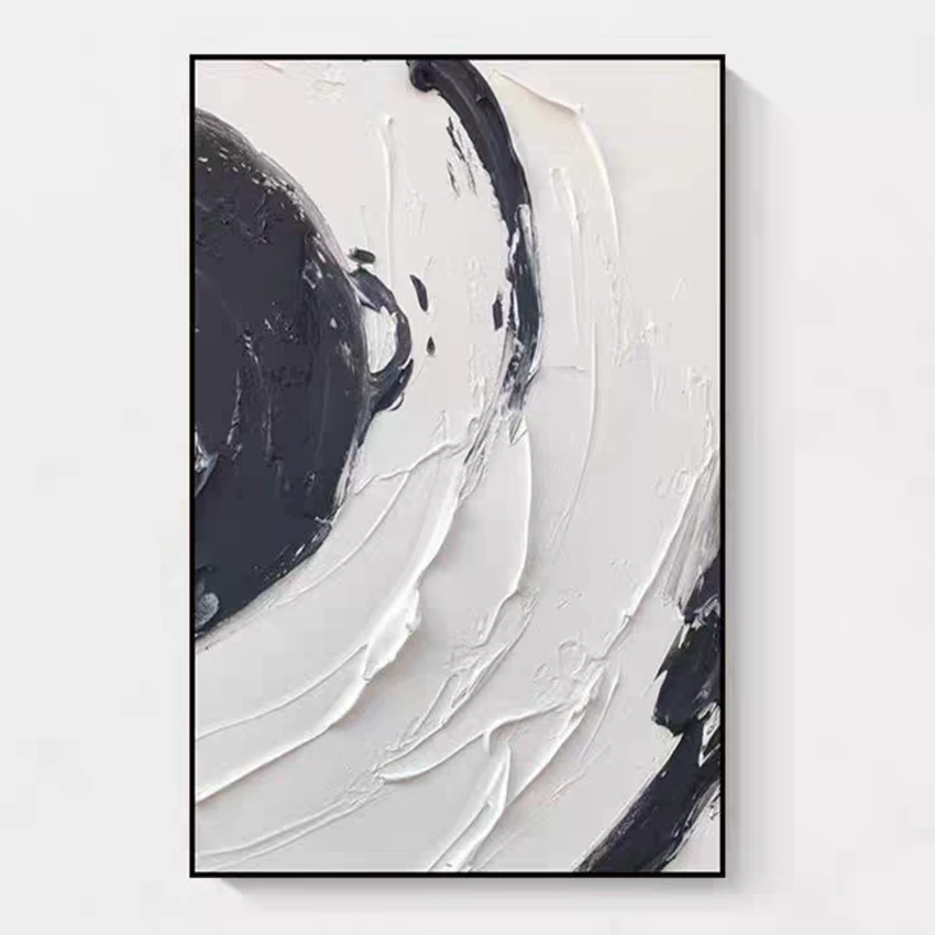 Canvas Thick Pigment Modern Painting Black and White Canvas Acrylic 100% Hand-painted Simple Abstract Oil Painting Modern Art