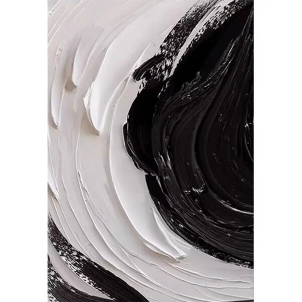 Canvas Thick Pigment Modern Painting Black and White Canvas Acrylic 100% Hand-painted Simple Abstract Oil Painting Modern Art - Image 6