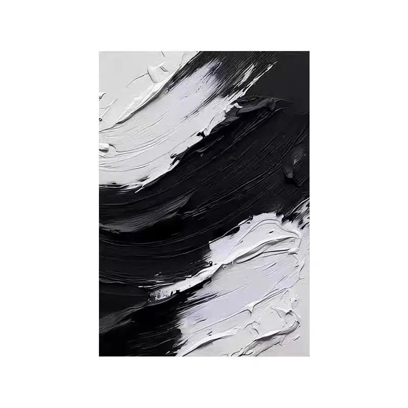 Canvas Thick Pigment Modern Painting Black and White Canvas Acrylic 100% Hand-painted Simple Abstract Oil Painting Modern Art