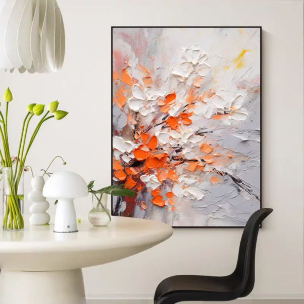 Hand Painted Purple Flower Painting Oil Painting Handmade Knife Flower Canvas Painting Modern Artist Home Decoration Wall Art - Image 3