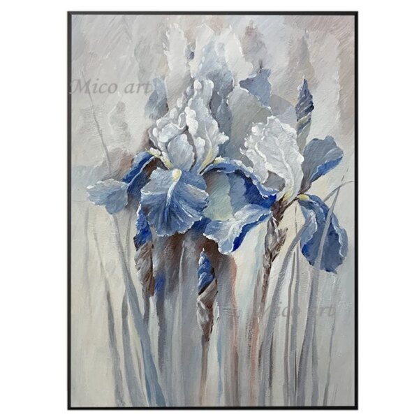 Hand Painted Purple Flower Painting Oil Painting Handmade Knife Flower Canvas Painting Modern Artist Home Decoration Wall Art - Image 6