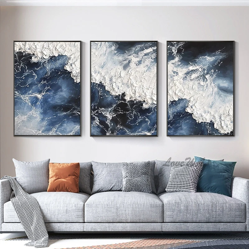 Abstract Knife 3D Wave Pictures Home Decor Wall Art Hand Painted Flowers Oil Painting on Canvas Handmade Floral Paintings
