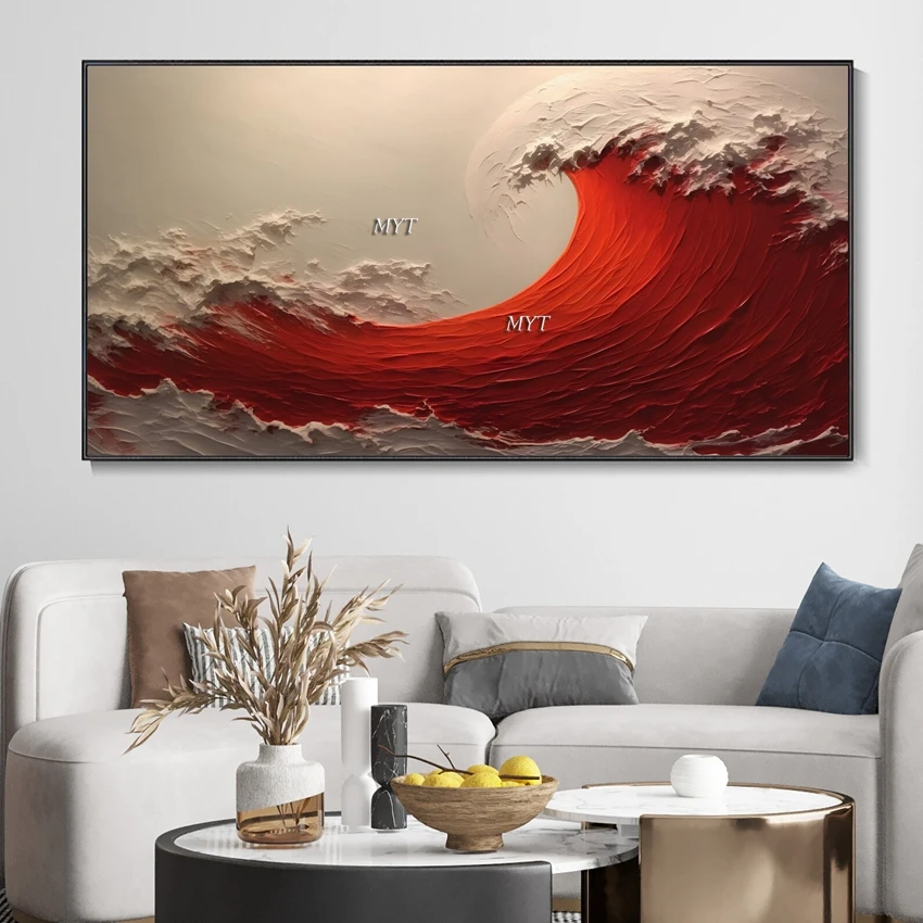 Abstract Knife 3D Wave Pictures Home Decor Wall Art Hand Painted Flowers Oil Painting on Canvas Handmade Floral Paintings