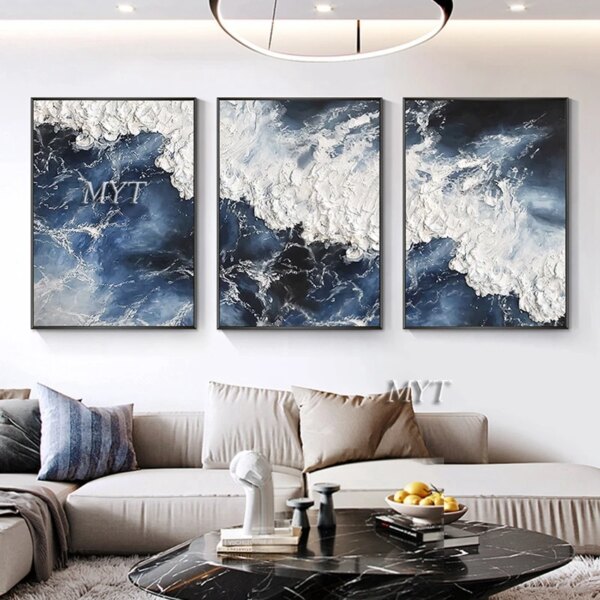 Abstract Knife 3D Wave Pictures Home Decor Wall Art Hand Painted Flowers Oil Painting on Canvas Handmade Floral Paintings - Image 4
