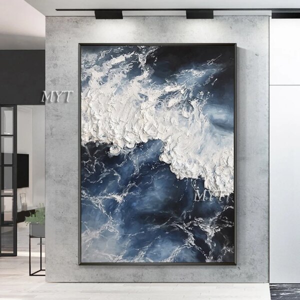 Abstract Knife 3D Wave Pictures Home Decor Wall Art Hand Painted Flowers Oil Painting on Canvas Handmade Floral Paintings - Image 2