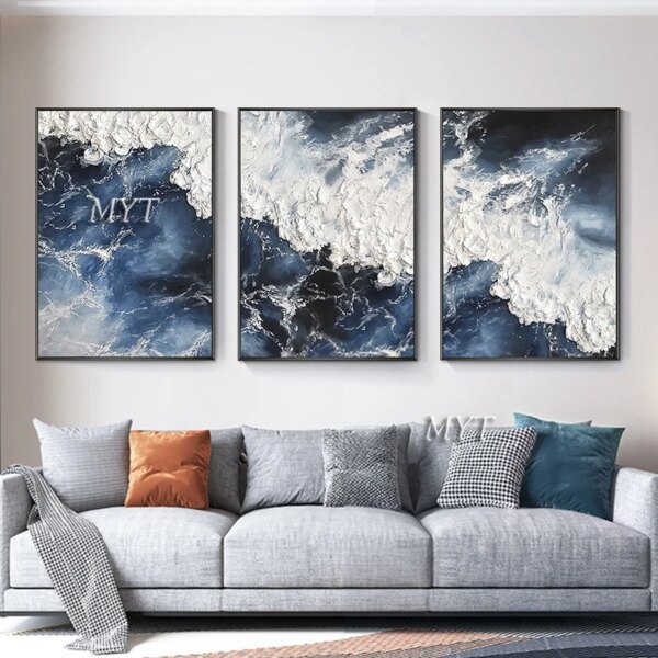 Abstract Knife 3D Wave Pictures Home Decor Wall Art Hand Painted Flowers Oil Painting on Canvas Handmade Floral Paintings - Image 5