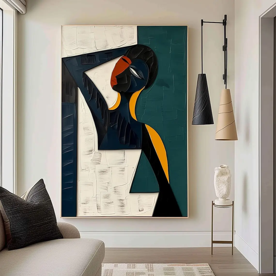 Large Colorful 3D Textured Mural Original Hand-painted Abstract Canvas Painting Picasso-style Oil Painting Modern Wall Art Decor