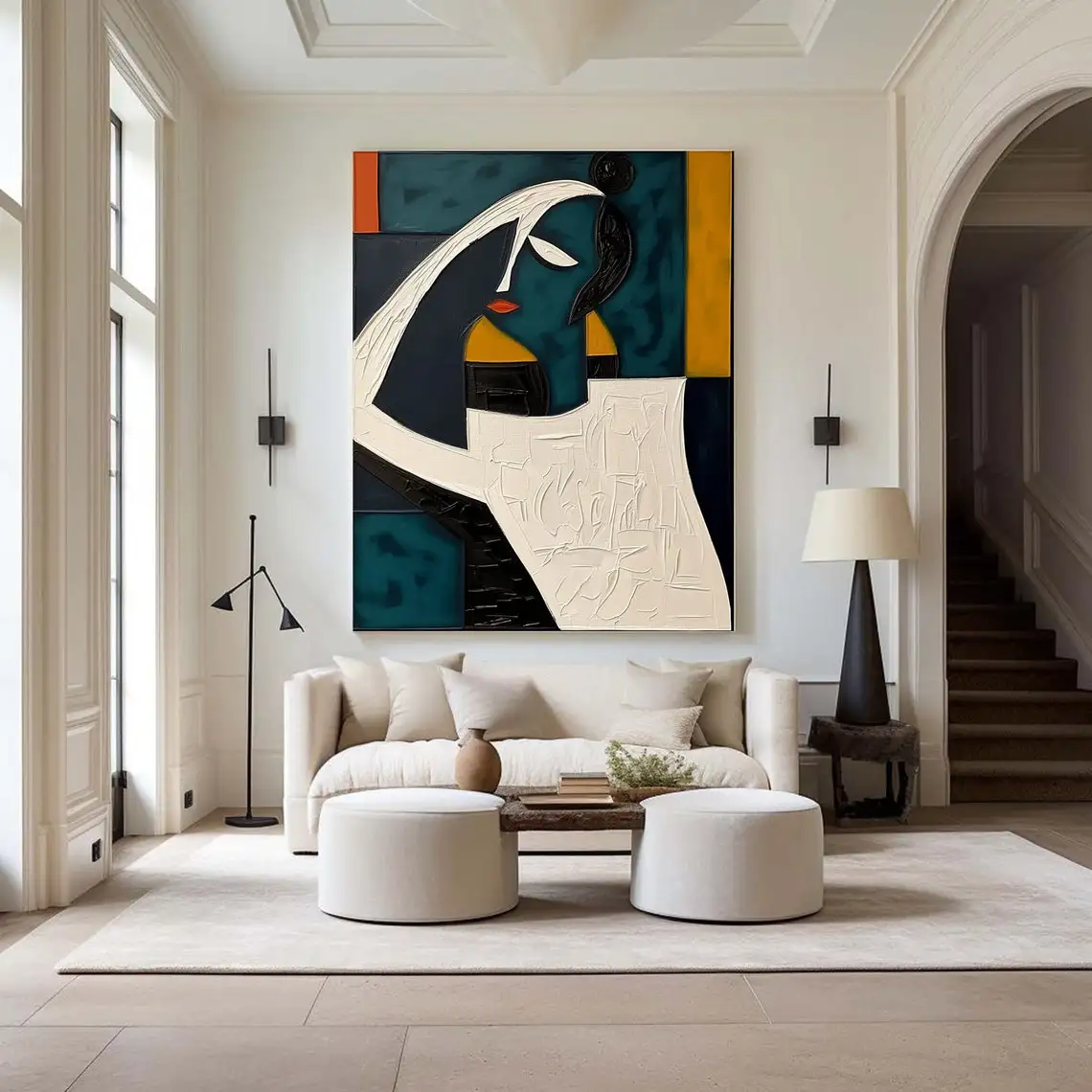 Large Colorful 3D Textured Mural Original Hand-painted Abstract Canvas Painting Picasso-style Oil Painting Modern Wall Art Decor