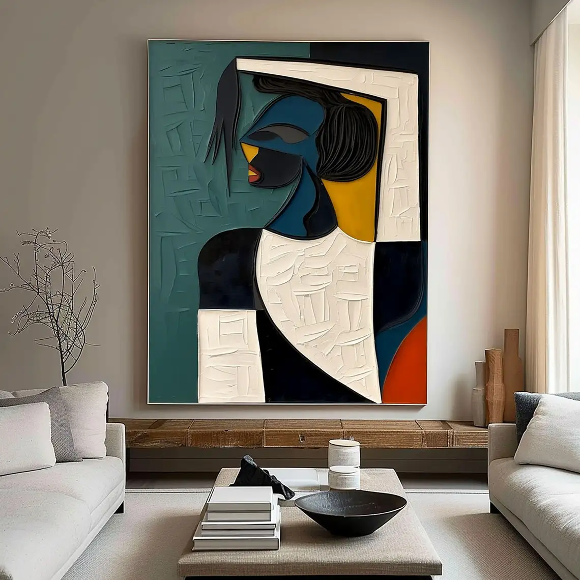 Large Colorful 3D Textured Mural Original Hand-painted Abstract Canvas Painting Picasso-style Oil Painting Modern Wall Art Decor