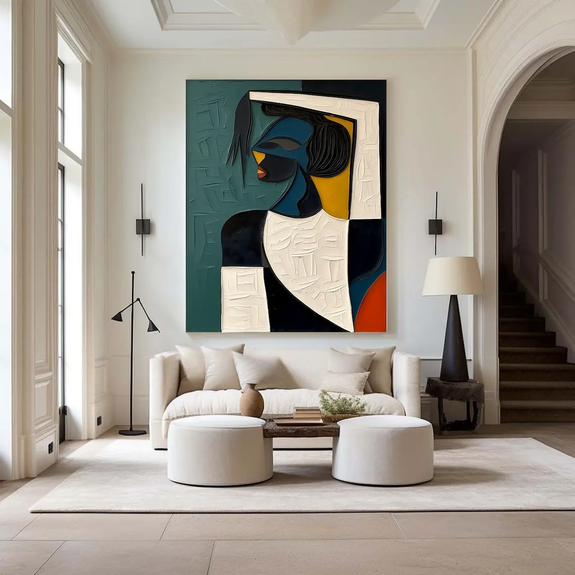 Large Colorful 3D Textured Mural Original Hand-painted Abstract Canvas Painting Picasso-style Oil Painting Modern Wall Art Decor