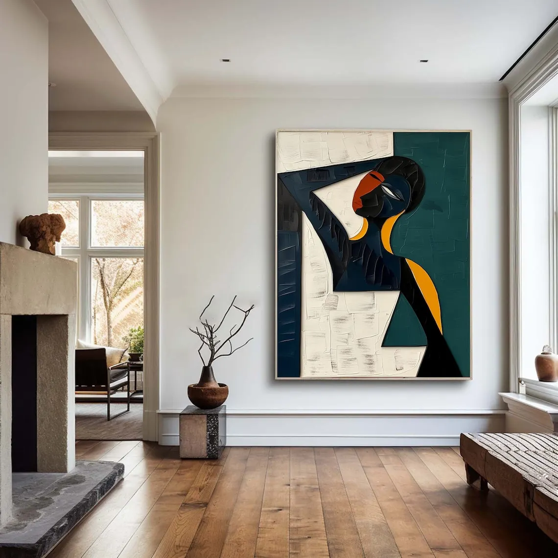 Large Colorful 3D Textured Mural Original Hand-painted Abstract Canvas Painting Picasso-style Oil Painting Modern Wall Art Decor