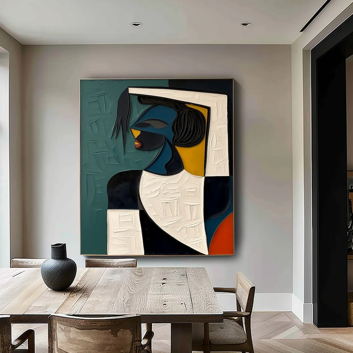 Large Colorful 3D Textured Mural Original Hand-painted Abstract Canvas Painting Picasso-style Oil Painting Modern Wall Art Decor