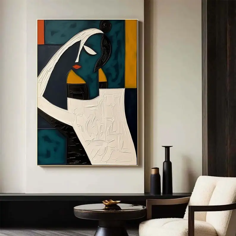 Large Colorful 3D Textured Mural Original Hand-painted Abstract Canvas Painting Picasso-style Oil Painting Modern Wall Art Decor