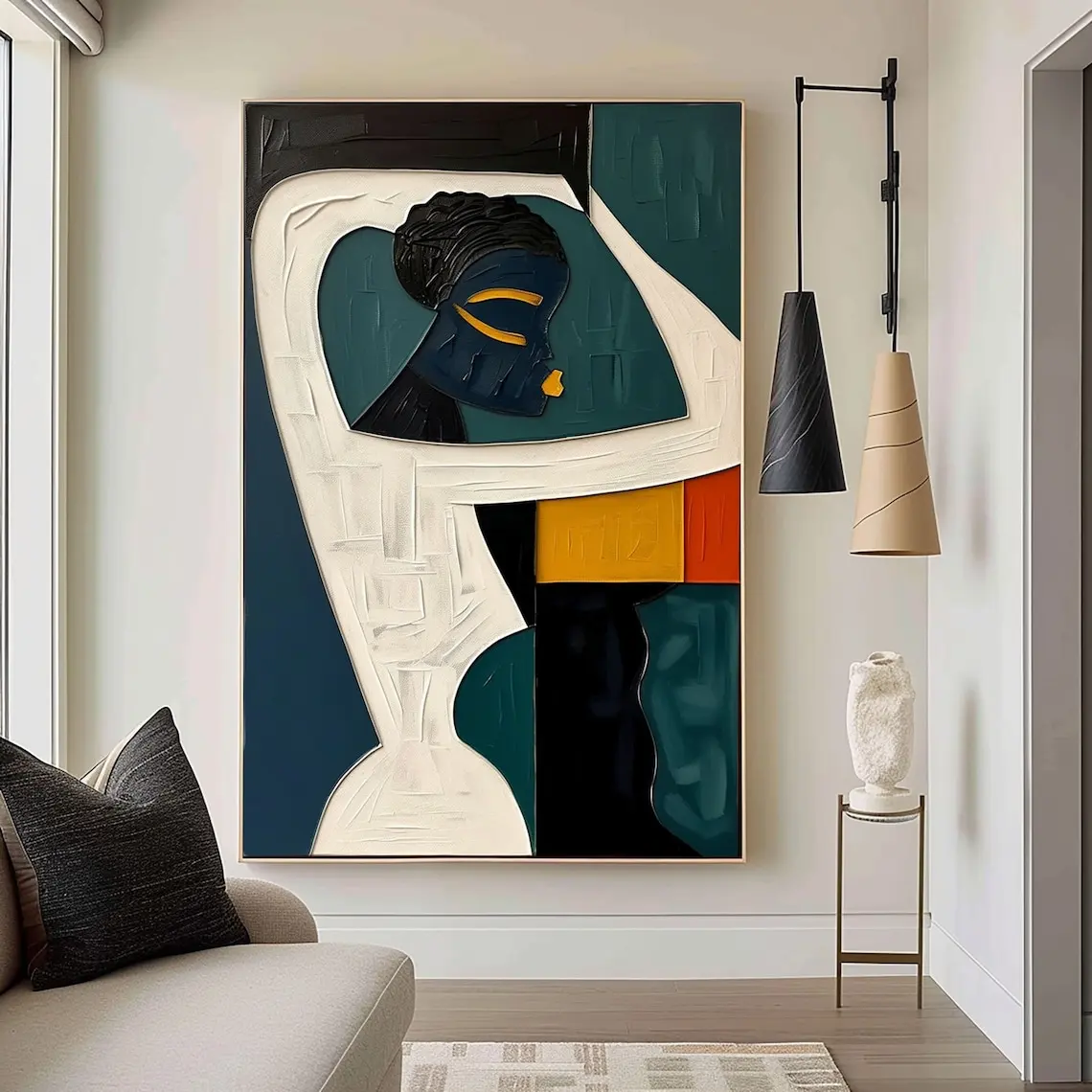 Large Colorful 3D Textured Mural Original Hand-painted Abstract Canvas Painting Picasso-style Oil Painting Modern Wall Art Decor