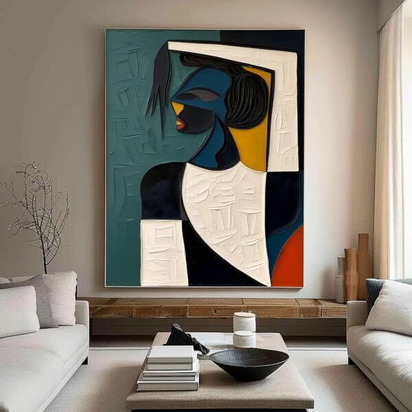 Large Colorful 3D Textured Mural Original Hand-painted Abstract Canvas Painting Picasso-style Oil Painting Modern Wall Art Decor - Image 2
