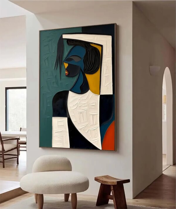 Large Colorful 3D Textured Mural Original Hand-painted Abstract Canvas Painting Picasso-style Oil Painting Modern Wall Art Decor - Image 6