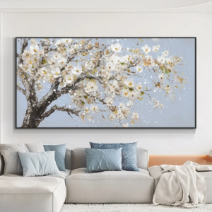 Plum Blossom Flower Oil Painting Landscape Art Poster Print on Canvas for Living Room Wall Decor  Elegant Home Decoration