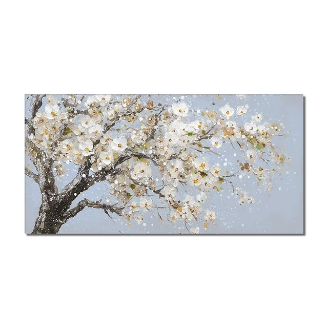 Plum Blossom Flower Oil Painting Landscape Art Poster Print on Canvas for Living Room Wall Decor  Elegant Home Decoration