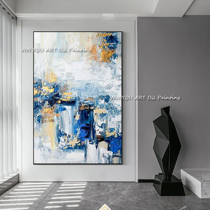 100% Handmade Modern Abstract New Large Original Black And White Thick Oil Painting On Canvas Handpainted Textured Wall Art