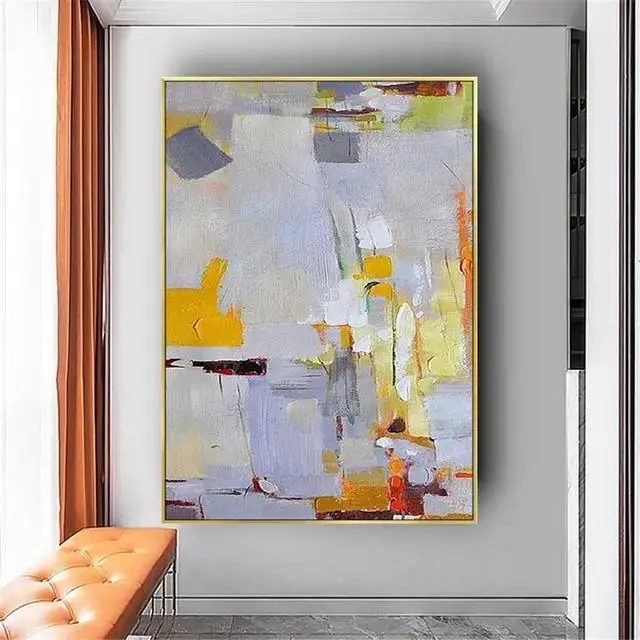 Handmade Abstract Oil Painting on Canvas  Modern Living Room Wall Art Decor for Home Hotel Porch  Indoor Poster Image