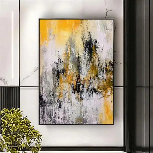 Handmade Abstract Oil Painting on Canvas  Modern Living Room Wall Art Decor for Home Hotel Porch  Indoor Poster Image