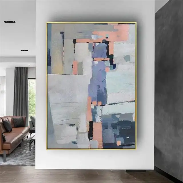 Handmade Abstract Oil Painting on Canvas  Modern Living Room Wall Art Decor for Home Hotel Porch  Indoor Poster Image