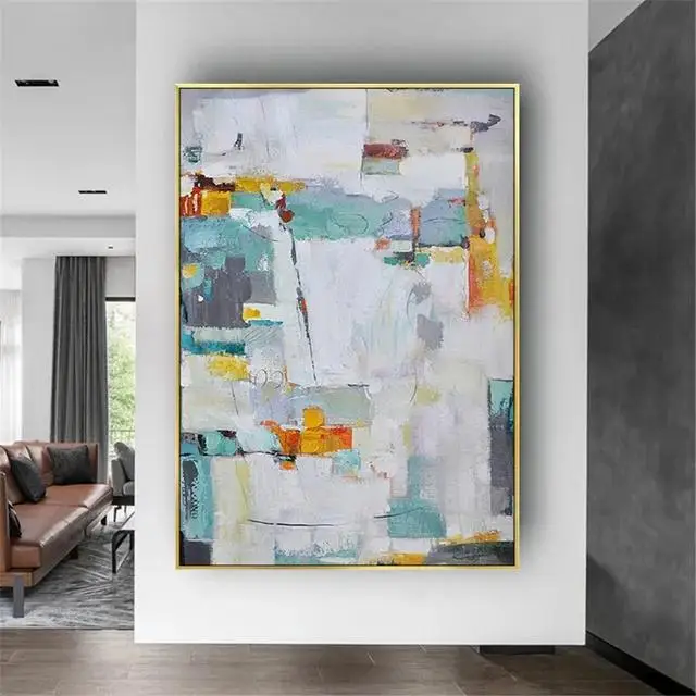 Handmade Abstract Oil Painting on Canvas  Modern Living Room Wall Art Decor for Home Hotel Porch  Indoor Poster Image