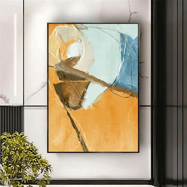 Handmade Abstract Oil Painting on Canvas  Modern Living Room Wall Art Decor for Home Hotel Porch  Indoor Poster Image