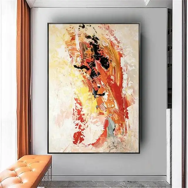 Handmade Abstract Oil Painting on Canvas  Modern Living Room Wall Art Decor for Home Hotel Porch  Indoor Poster Image