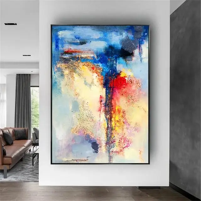Handmade Abstract Oil Painting on Canvas  Modern Living Room Wall Art Decor for Home Hotel Porch  Indoor Poster Image