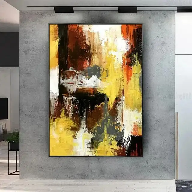 Handmade Abstract Oil Painting on Canvas  Modern Living Room Wall Art Decor for Home Hotel Porch  Indoor Poster Image