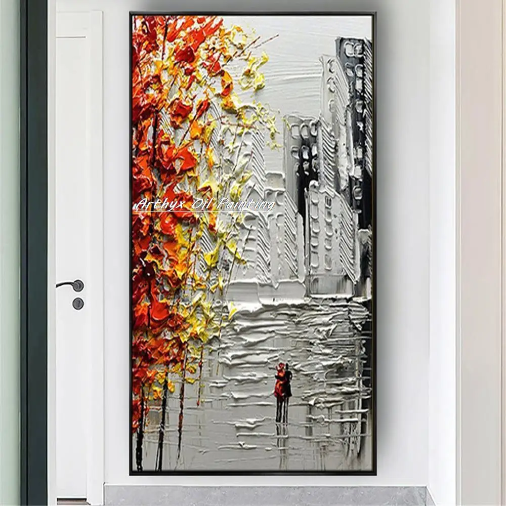 Arthyx Handmade Thick Texture Abstract City Landscape Oil Paintings On Canvas,Modern Wall Art,Picture For Living Room,Home Decor Arthyx Handmade Thick Texture Abstract City Landscape Oil Paintings On Canvas,Modern Wall Art,Picture For Living Room,Home Decor