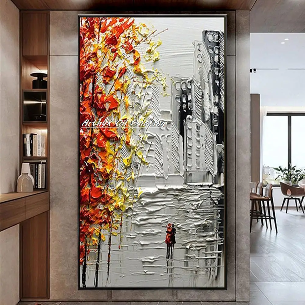 Arthyx Handmade Thick Texture Abstract City Landscape Oil Paintings On Canvas,Modern Wall Art,Picture For Living Room,Home Decor Arthyx Handmade Thick Texture Abstract City Landscape Oil Paintings On Canvas,Modern Wall Art,Picture For Living Room,Home Decor