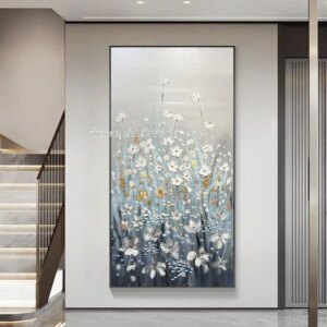 Arthyx,Handpainted Abstract Palette Knife Flowers Oil Painting On Canvas,Wall ArtPicture For Living Room,Modern Home Decoration