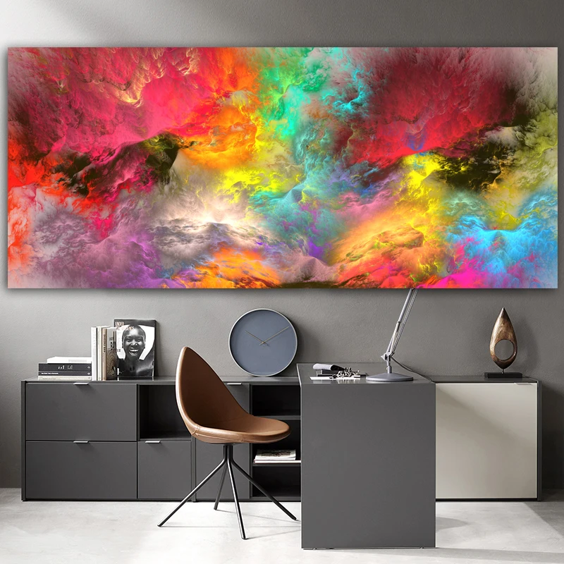 Grey Yellow Cloud Abstract Art Oil Painting Posters And Prints on Canvas Modern Art Independe Wall Picture For Living Room Decor